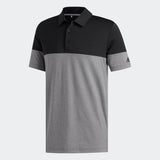 ADIDAS MEN'S ULTIMATE365 HEATHER BLOCKED GOLF POLO SHIRT - GREY/BLACK