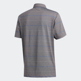 ADIDAS MEN'S ULTIMATE365 HEATHERED STRIPE GOLF POLO SHIRT - GREY THREE MEL / PURPLE TINT / GLOW BLUE