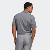 ADIDAS MEN'S ULTIMATE365 HEATHERED STRIPE GOLF POLO SHIRT - GREY THREE MEL / PURPLE TINT / GLOW BLUE