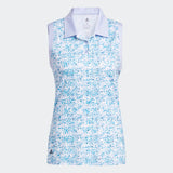 ADIDAS WOMEN'S ULTIMATE365 PRIMEGREEN SLEEVELESS GOLF POLO SHIRT - WHITE / VIOLET TONE