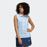 ADIDAS WOMEN'S ULTIMATE365 PRIMEGREEN SLEEVELESS GOLF POLO SHIRT - WHITE / VIOLET TONE