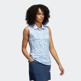 ADIDAS WOMEN'S ULTIMATE365 PRIMEGREEN SLEEVELESS GOLF POLO SHIRT - WHITE / VIOLET TONE