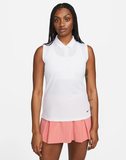 NIKE WOMEN'S DRI-FIT VICTORY SLEEVELESS GOLF POLO SHIRT - WHITE