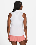 NIKE WOMEN'S DRI-FIT VICTORY SLEEVELESS GOLF POLO SHIRT - WHITE