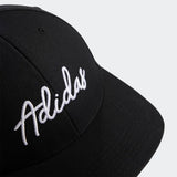 ADIDAS MEN'S SCRIPT CURVED SNAPBACK GOLF HAT - BLACK