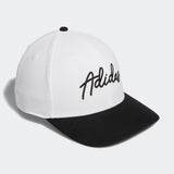 ADIDAS MEN'S SCRIPT CURVED SNAPBACK GOLF HAT - WHITE