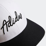 ADIDAS MEN'S SCRIPT CURVED SNAPBACK GOLF HAT - WHITE