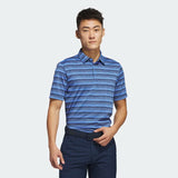 ADIDAS MENS TWO-COLOR STRIPED GOLF POLO SHIRT - Collegiate Navy / Blue Fusion