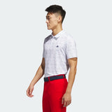 ADIDAS MEN'S STRIPE ZIP GOLF POLO SHIRT - White / Collegiate Navy