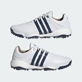 ADIDAS MEN'S TOUR360 22 GOLF SHOES - Cloud White / Collegiate Navy / Silver Metallic