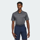 ADIDAS MEN'S TWO-COLOR STRIPED GOLF POLO SHIRT - Black / Grey Four