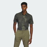 ADIDAS MEN'S FLOWER MESH GOLF POLO SHIRT - Olive Strata / Black