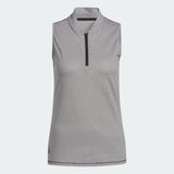 ADIDAS WOMEN'S TWO-COLOR OTTOMAN SLEEVELESS GOLF POLO SHIRT - Black / White