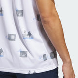 ADIDAS MEN'S ALLOVER-PRINT GOLF POLO SHIRT - White / Blue Fusion / Grey Three