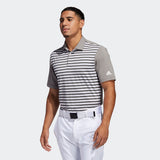 ADIDAS MEN'S ULTIMATE365 STRIPED SHORT SLEEVE GOLF SHIRT - GREY/WHITE