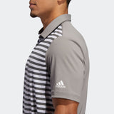ADIDAS MEN'S ULTIMATE365 STRIPED SHORT SLEEVE GOLF SHIRT - GREY/WHITE