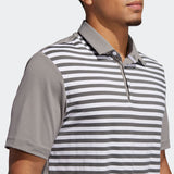 ADIDAS MEN'S ULTIMATE365 STRIPED SHORT SLEEVE GOLF SHIRT - GREY/WHITE