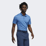 ADIDAS MEN'S HEATHER SNAP GOLF POLO SHIRT - FOCUS BLUE / CREW NAVY
