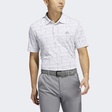 ADIDAS MEN'S JACQUARD GOLF POLO SHIRT - WHITE / GREY THREE