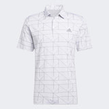 ADIDAS MEN'S JACQUARD GOLF POLO SHIRT - WHITE / GREY THREE