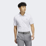 ADIDAS MEN'S JACQUARD GOLF POLO SHIRT - WHITE / GREY THREE
