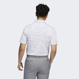 ADIDAS MEN'S JACQUARD GOLF POLO SHIRT - WHITE / GREY THREE