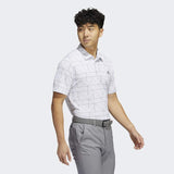 ADIDAS MEN'S JACQUARD GOLF POLO SHIRT - WHITE / GREY THREE