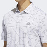 ADIDAS MEN'S JACQUARD GOLF POLO SHIRT - WHITE / GREY THREE