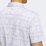 ADIDAS MEN'S JACQUARD GOLF POLO SHIRT - WHITE / GREY THREE