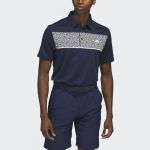 ADIDAS MEN'S CHEST-PRINT GOLF POLO SHIRT - COLLEGIATE NAVY