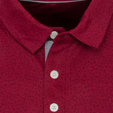 NIKE MEN'S DRI-FIT PLAYER MICRO PRINT GOLF POLO - POMEGRANATE/BRUSHED SILVER
