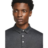 NIKE DRI-FIT PLAYER MICRO PRINT POLO - DARK SMOKE GREY/BRUSHED SILVER