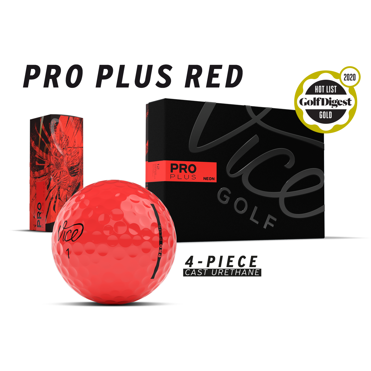 VICE PRO PLUS GOLF BALLS NEON RED 3 DOZEN Pin High UAE