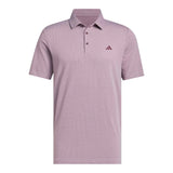ADIDAS MENS PERFORMANCE TEXTURED GOLF POLO SHIRT - WHITE/MAROON