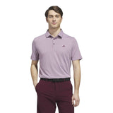 ADIDAS MENS PERFORMANCE TEXTURED GOLF POLO SHIRT - WHITE/MAROON