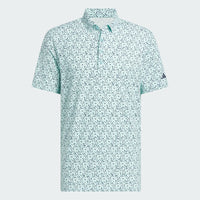ADIDAS MENS ULTIMATE365 MICRO ARGYLE GOLF POLO SHIRT - SEMIFLASH AQUA/COLLEGIATE NAVY