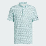 ADIDAS MENS ULTIMATE365 MICRO ARGYLE GOLF POLO SHIRT - SEMIFLASH AQUA/COLLEGIATE NAVY
