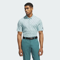 ADIDAS MENS ULTIMATE365 MICRO ARGYLE GOLF POLO SHIRT - SEMIFLASH AQUA/COLLEGIATE NAVY