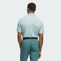 ADIDAS MENS ULTIMATE365 MICRO ARGYLE GOLF POLO SHIRT - SEMIFLASH AQUA/COLLEGIATE NAVY