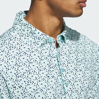 ADIDAS MENS ULTIMATE365 MICRO ARGYLE GOLF POLO SHIRT - SEMIFLASH AQUA/COLLEGIATE NAVY