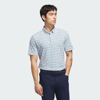 ADIDAS MENS ULTIMATE365 MICRO ARGYLE GOLF POLO SHIRT - WHITE/PURE TEAL
