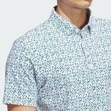ADIDAS MENS ULTIMATE365 MICRO ARGYLE GOLF POLO SHIRT - WHITE/PURE TEAL