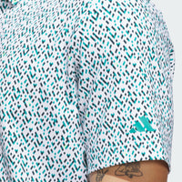 ADIDAS MENS ULTIMATE365 MICRO ARGYLE GOLF POLO SHIRT - WHITE/PURE TEAL