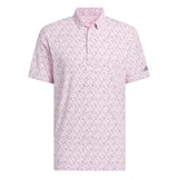 ADIDAS MENS ULTIMATE365 MICRO ARGYLE GOLF POLO SHIRT - CLEAR PINK/PRELOVED VIOLET