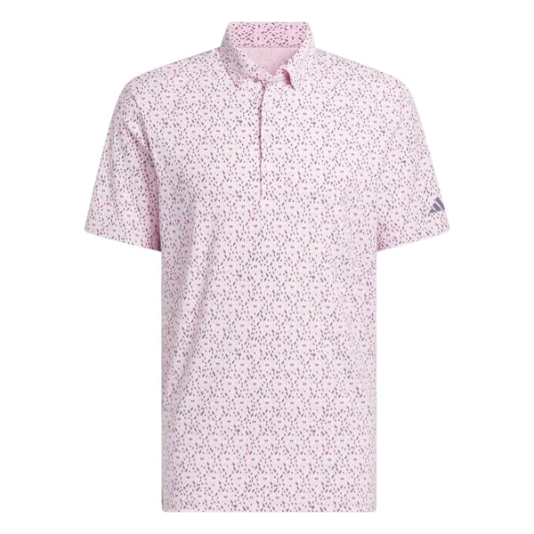 ADIDAS MENS ULTIMATE365 MICRO ARGYLE GOLF POLO SHIRT - CLEAR PINK/PRELOVED VIOLET