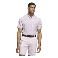 ADIDAS MENS ULTIMATE365 MICRO ARGYLE GOLF POLO SHIRT - CLEAR PINK/PRELOVED VIOLET
