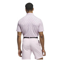 ADIDAS MENS ULTIMATE365 MICRO ARGYLE GOLF POLO SHIRT - CLEAR PINK/PRELOVED VIOLET