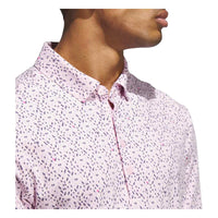 ADIDAS MENS ULTIMATE365 MICRO ARGYLE GOLF POLO SHIRT - CLEAR PINK/PRELOVED VIOLET