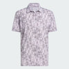 ADIDAS MENS ULTIMATE365 TEXTURED PRINT GOLF POLO SHIRT- CLEAR PINK/ BLACK