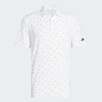 ADIDAS MEN'S ULTIMATE PRINT MESH GOLF POLO SHIRT - WHITE/COLLEGIATE GREEN